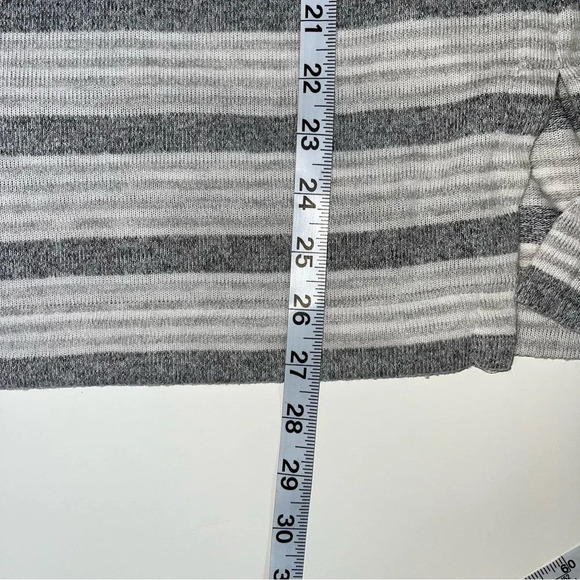 LOFT Light Gray & White Striped Cowl Neck Plush Tunic Sweater Xsmall Women’s - Picture 7 of 10